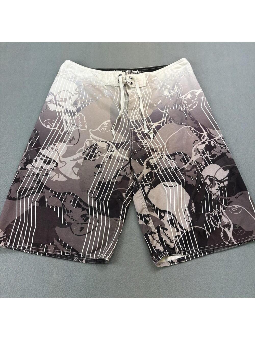 Vintage Y2K Metal Mulisha Skull Skeleton Board Shorts Size 34 in.